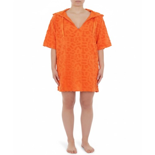 Moschino Orange Terry Hooded Mini Dress