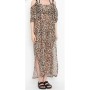Moschino Leopard Print Off-Shoulder Maxi Dress Brown