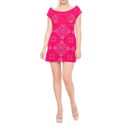 Moschino Embellished Cap Sleeve Dress Pink