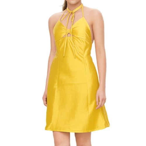 Moschino Halter Neck Mini Dress Yellow