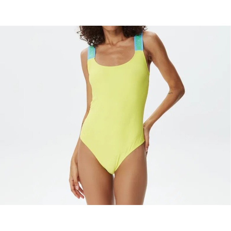 Moschino Contrast Strap One-Piece Swimsuit Yellow