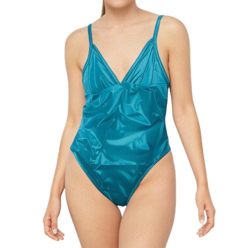 Moschino Metallic Teal One-Piece Swimsuit