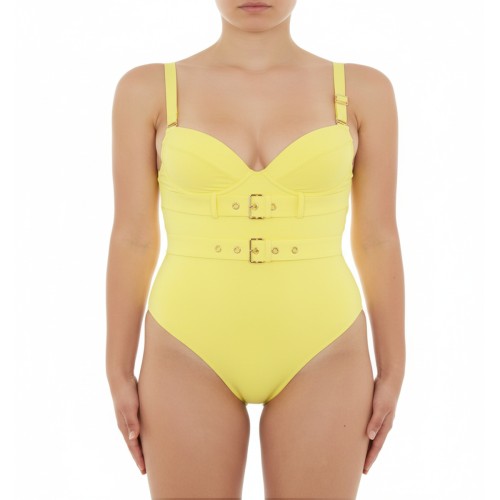 Moschino Yellow Belted One-Piece Swimsuit