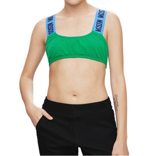 Moschino Logo Strap Bikini Top Green