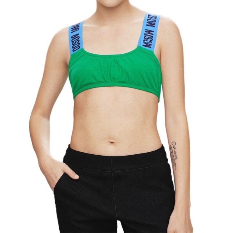 Moschino Logo Strap Bikini Top Green