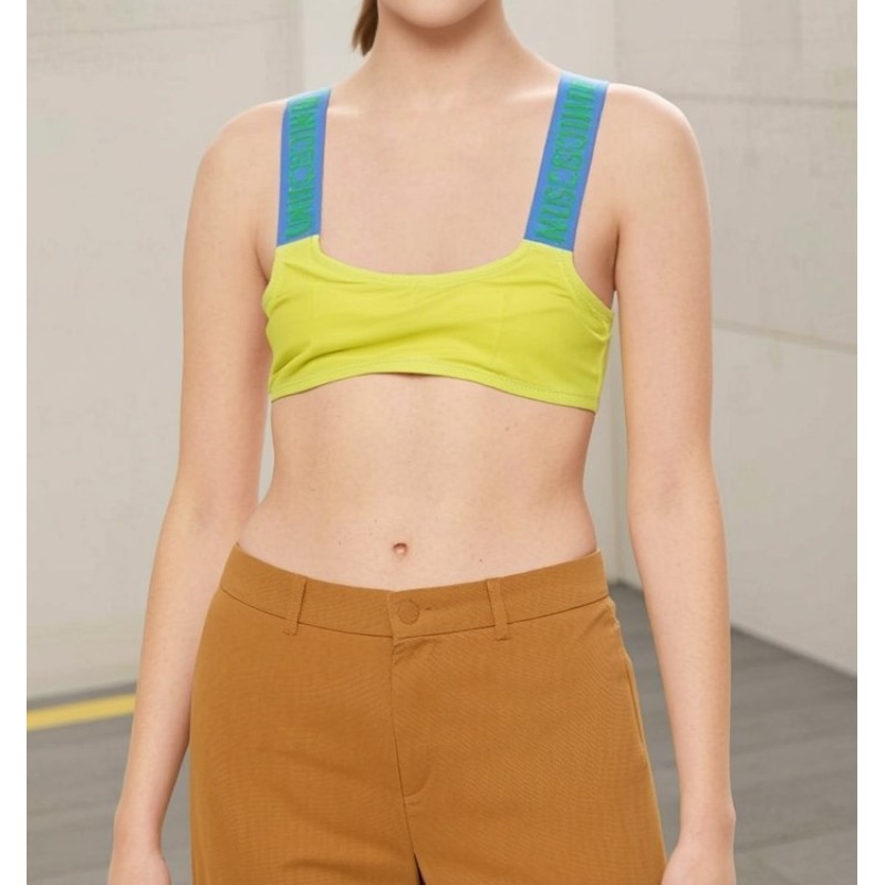 Moschino Colorblock Sports Bikini Top Yellow