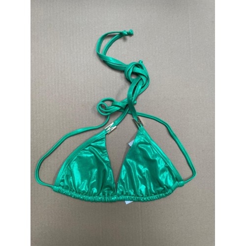 Moschino Metallic Triangle Bikini Top Green
