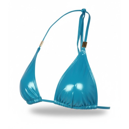Moschino Metallic Triangle Bikini Top Turquoise