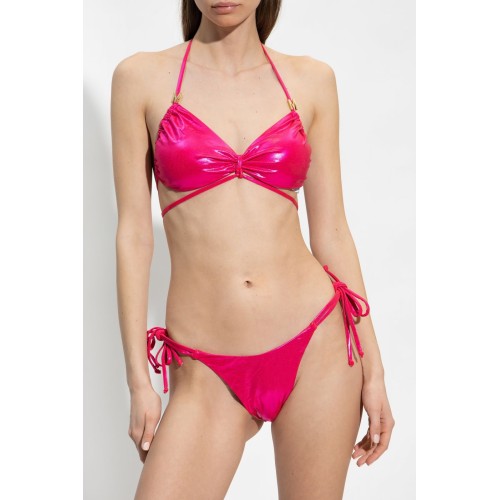 Moschino Metallic Pink Halter Bikini Top