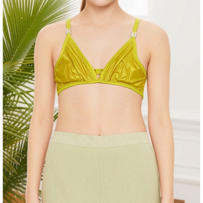 Moschino Metallic Triangle Bikini Top Gold