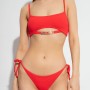 Moschino Logo Chain Bikini Top Red
