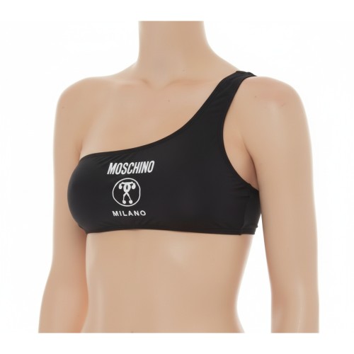 Moschino One Shoulder Bikini Top Black