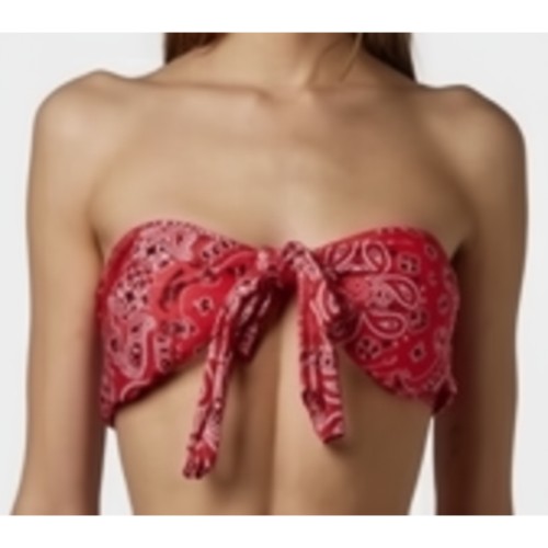 Moschino Red Paisley Bandeau Bikini Top