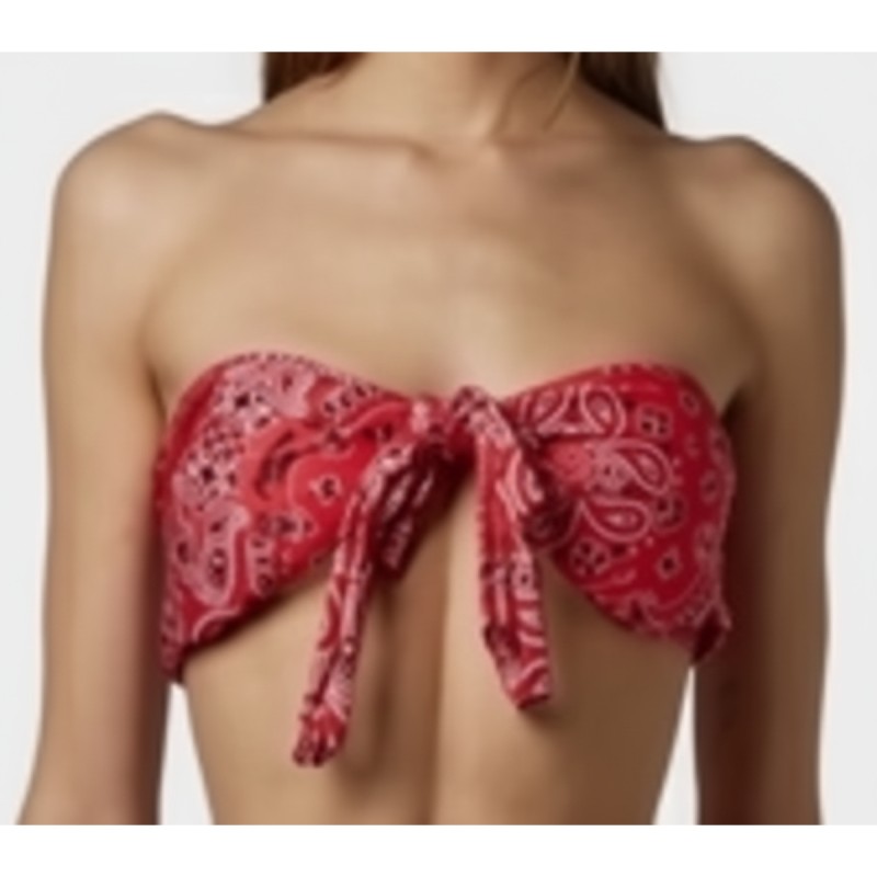 Moschino Red Paisley Bandeau Bikini Top