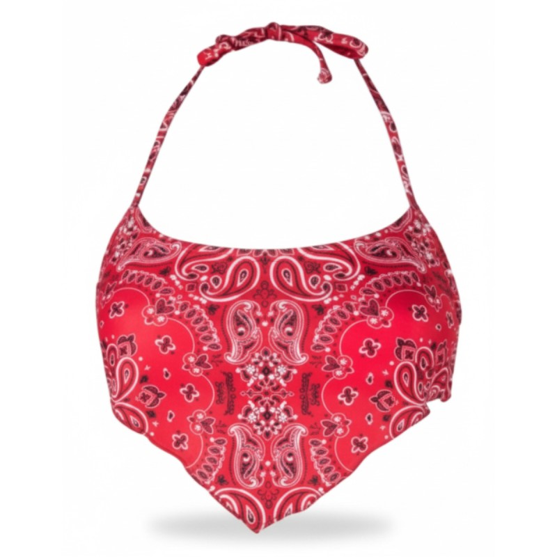 Moschino Red Paisley Bandana Bikini Top