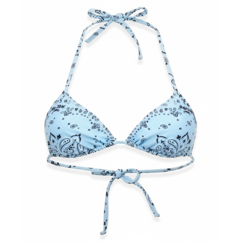 Moschino Bandana Print Halter Bikini Top Blue