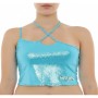 Moschino Cross Strap Sequin Crop Top Turquoise