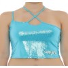 Moschino Sequin Crop Top Turquoise