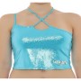 Moschino Sequin Crop Top Turquoise