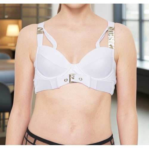 Moschino Hardware Detail Bikini Top White