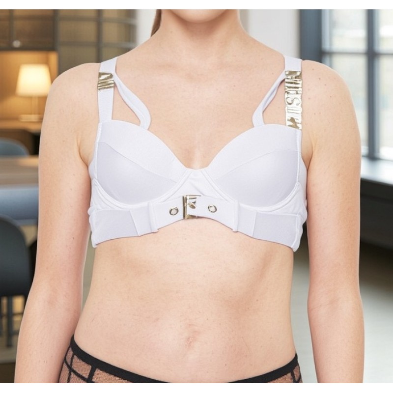 Moschino Hardware Detail Bikini Top White