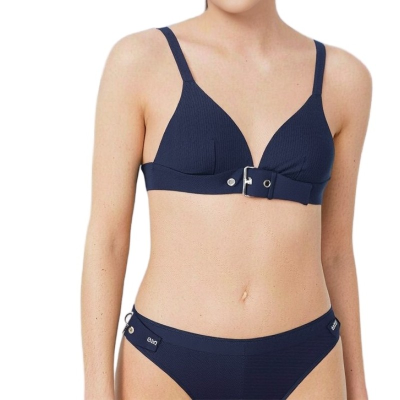 Moschino Ribbed Triangle Bikini Navy