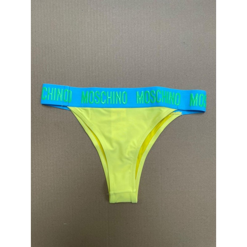 Moschino Neon Yellow Logo Bikini Bottom