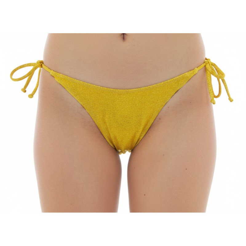 Moschino Gold Glitter Tie-Side Bikini Bottom