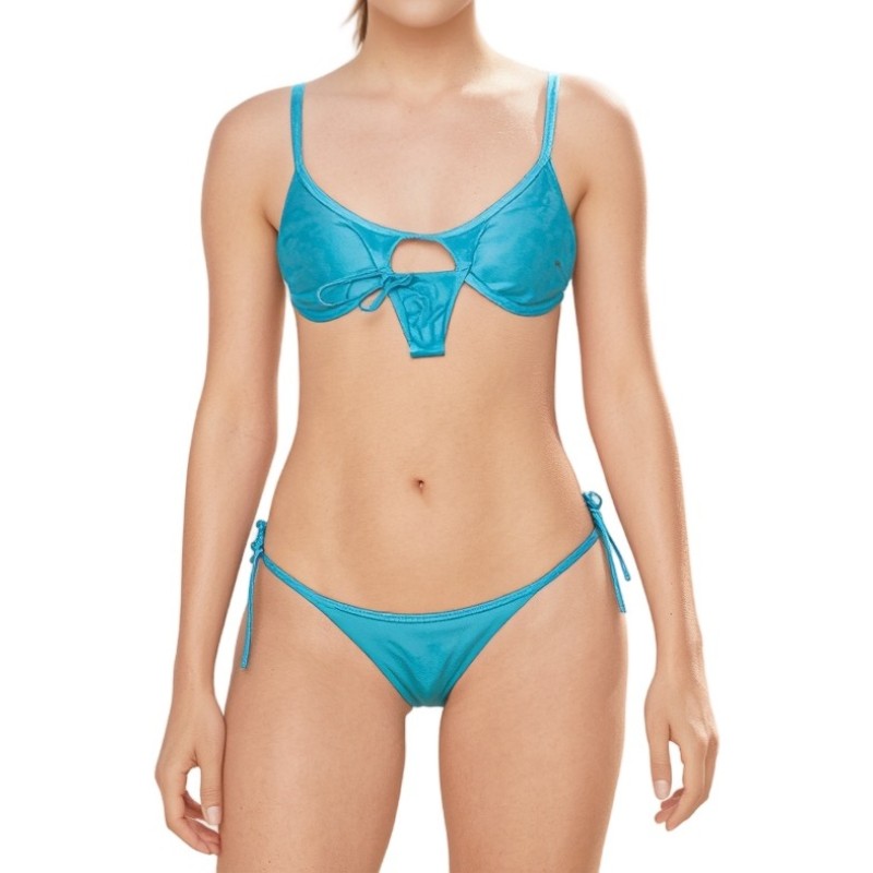 Moschino Tie-Side Triangle Bikini Set Turquoise