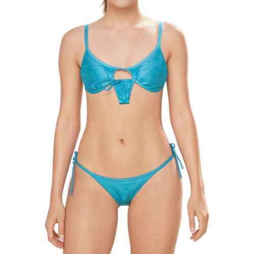 Moschino Tie-Side Triangle Bikini Set Turquoise