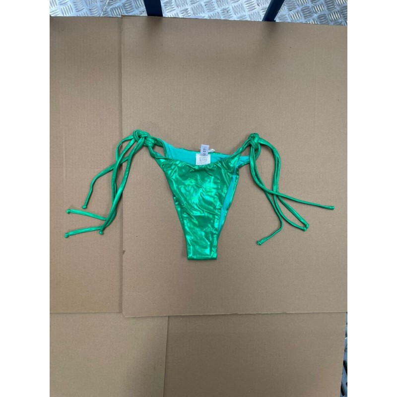 Moschino Metallic Green String Bikini Bottom