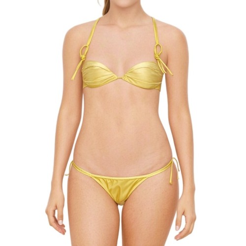Moschino Metallic Gold Triangle Bikini Set