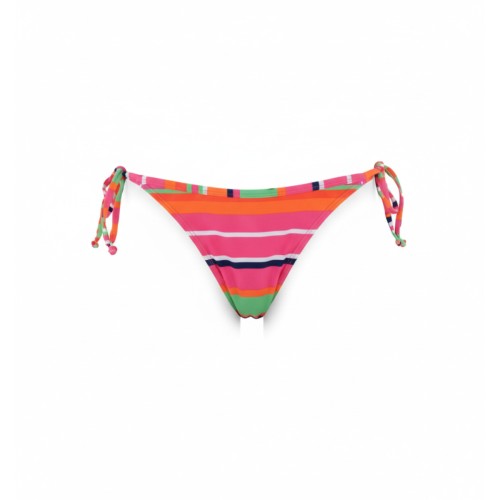 Moschino Multicolor Striped Tie Side Bikini Bottom