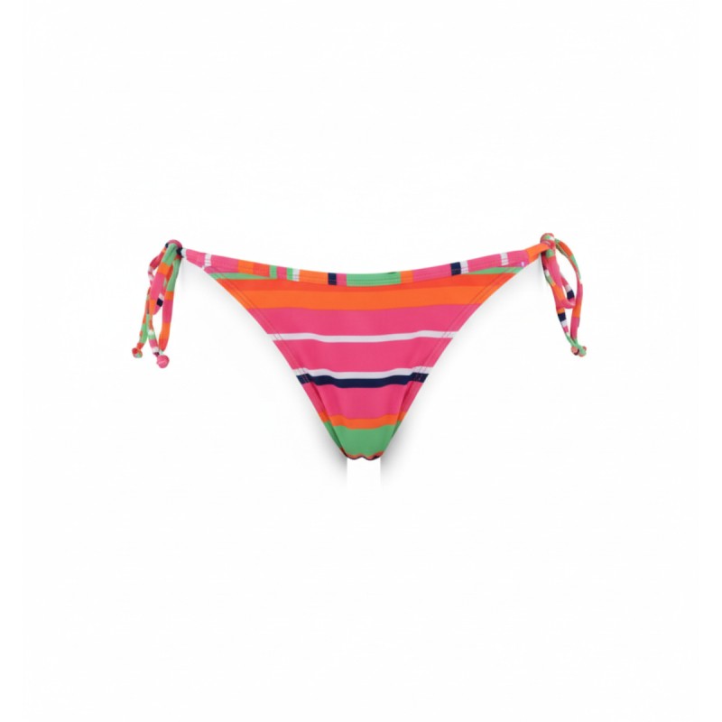 Moschino Multicolor Striped Tie Side Bikini Bottom