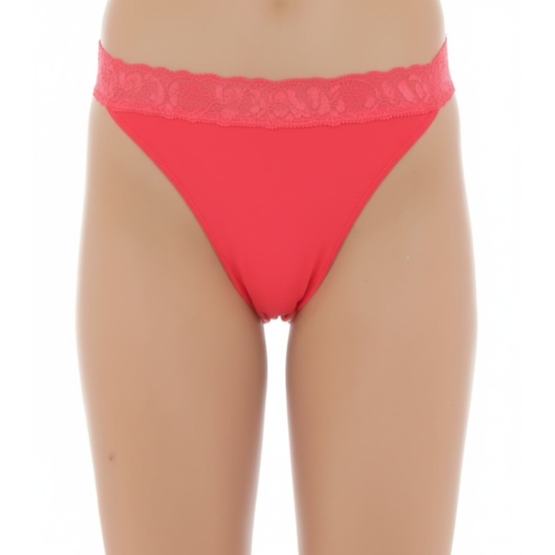 Moschino Coral Lace Trim Bikini Bottom