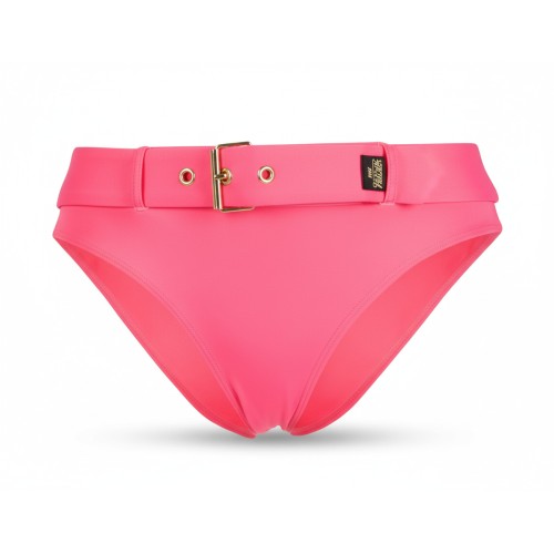 Moschino High-Waist Belted Bikini Bottom Pink
