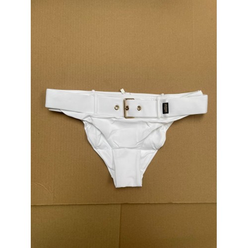 Moschino Belted High-Waist Bikini Bottom White