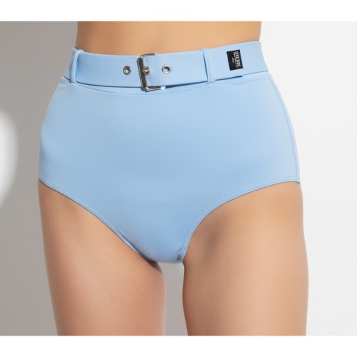 Moschino Belted High Waisted Bikini Bottom Blue