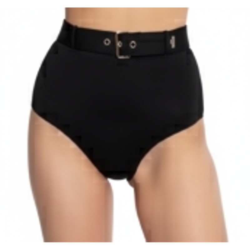 Moschino High Waisted Belted Bikini Bottom Black