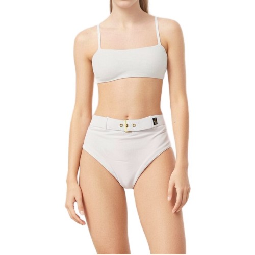 Moschino Belted High-Waist Bikini Bottom White