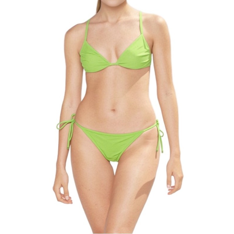 Moschino Lime Green Triangle Bikini Set