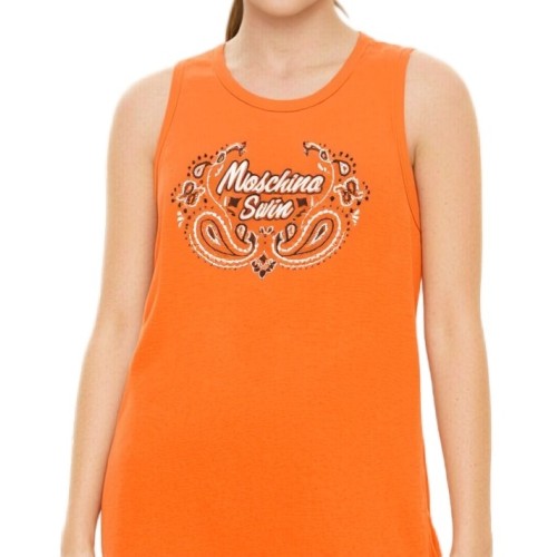 Moschino Swim Bandana Print Tank Orange