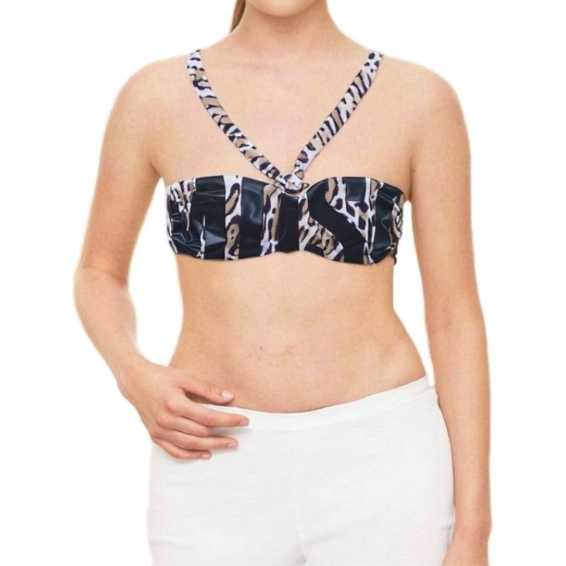 Moschino Zebra Print V-Neck Bikini Top
