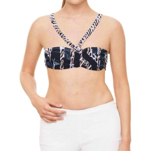 Moschino Zebra Print V-Neck Bikini Top