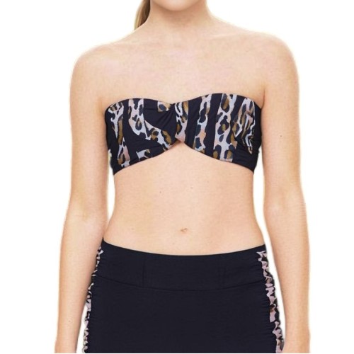 Moschino Leopard Print Bandeau Bikini Top Black