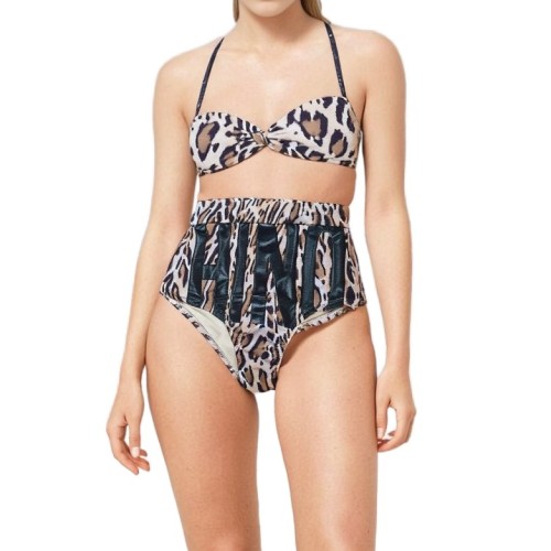Moschino Leopard Print High Waist Bikini Bottom