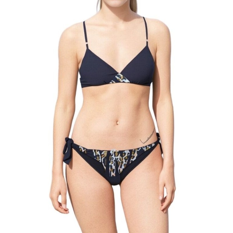 Moschino Leopard Print Triangle Bikini Set Black