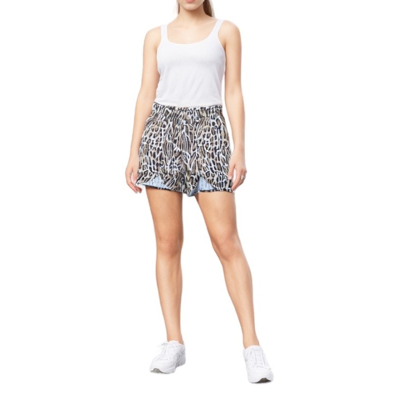 Moschino Animal Print Cotton Shorts Grey