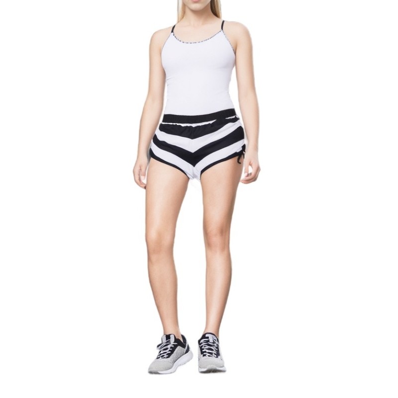 Moschino Striped High Waist Beach Shorts Black White