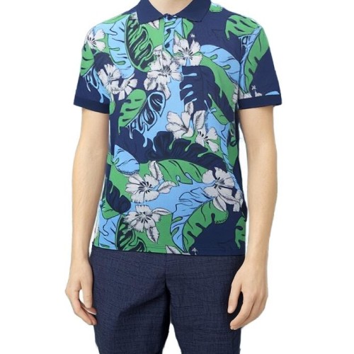 Moschino Tropical Floral Polo Shirt Navy